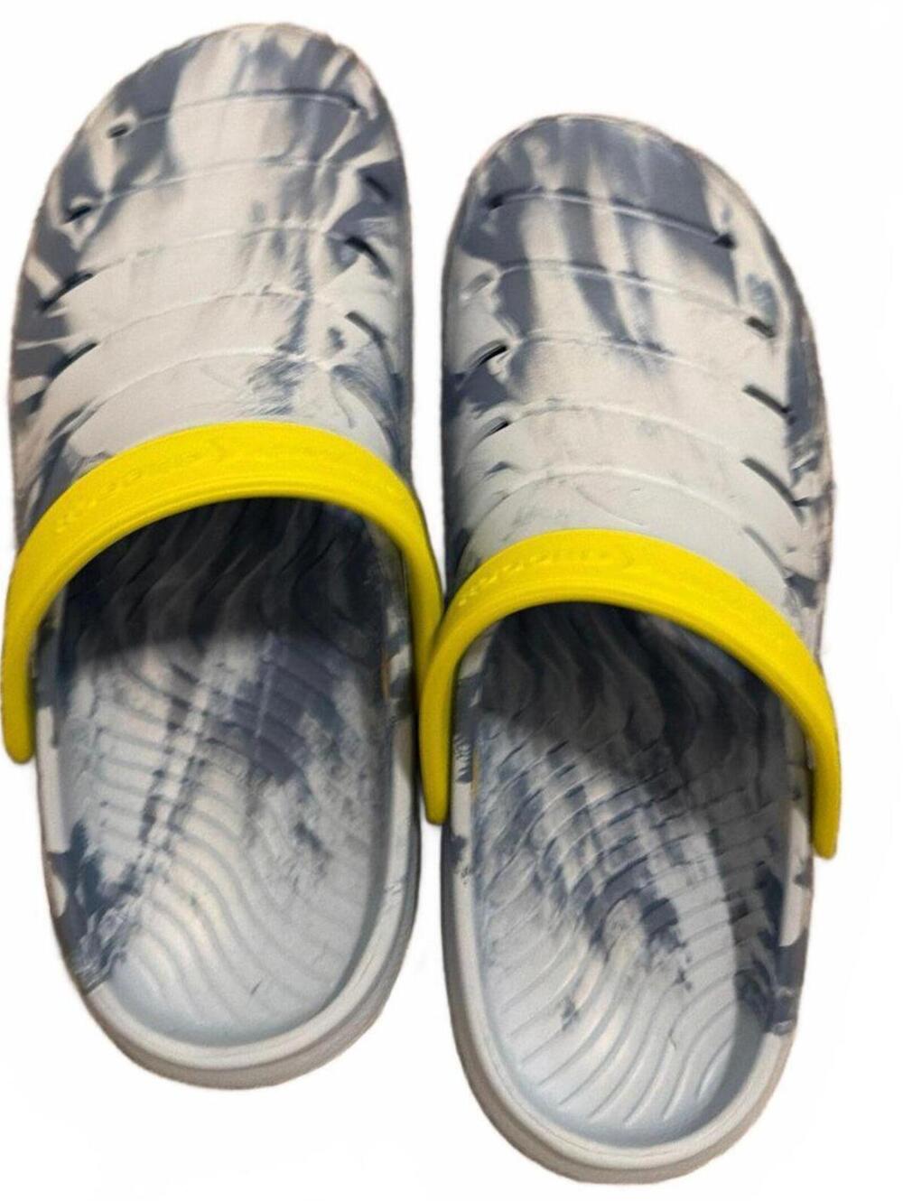 Rugged Shark Boys Blue Yellow Tie-Dye Slip-On Clogs Size 6